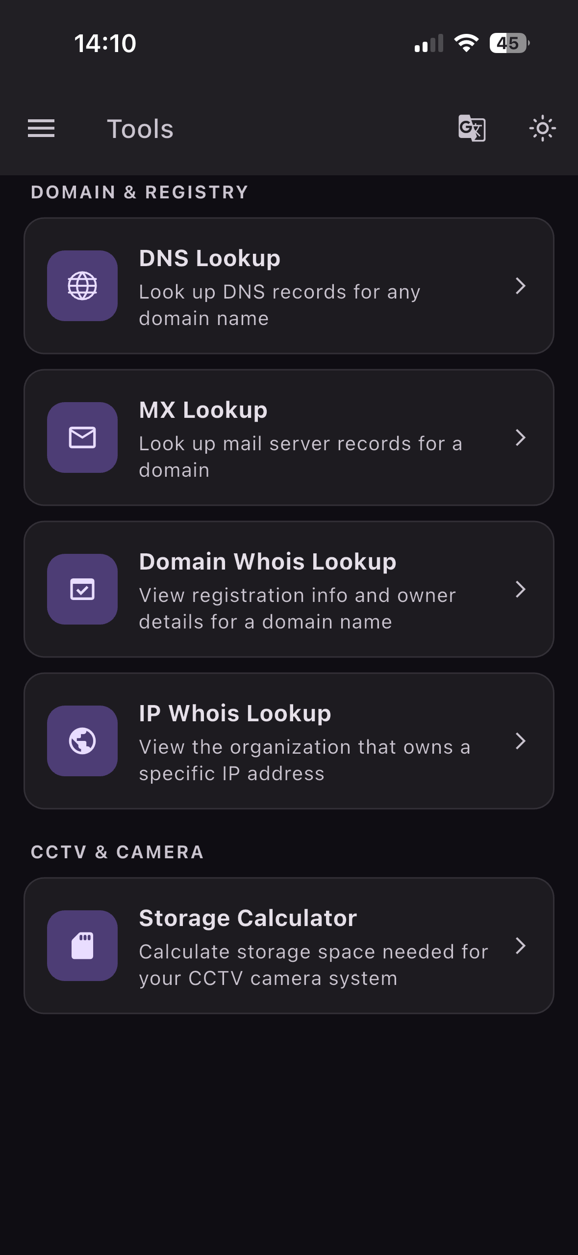 FastDDNS DNS tools screen